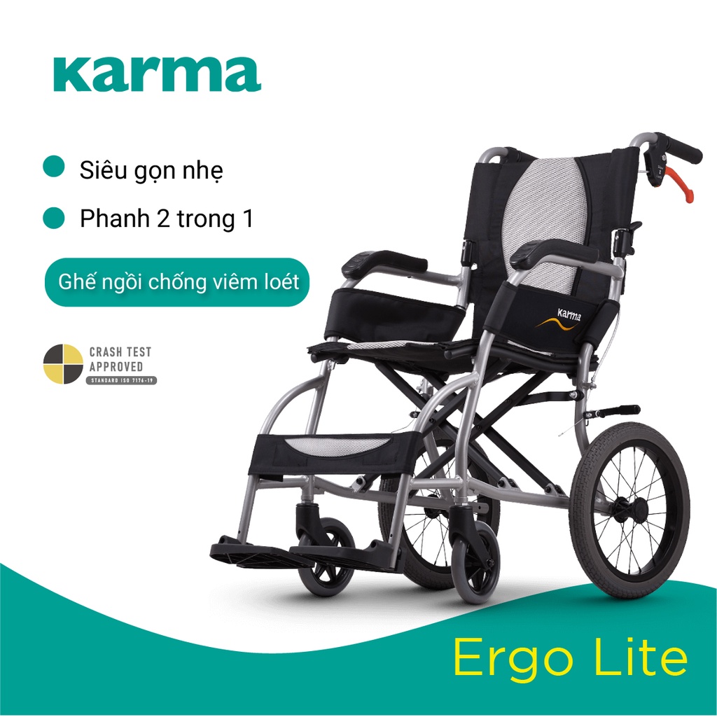 Xe Lăn KARMA Ergo Lite Chỉ 8.5KG Nhôm Máy Bay Cực Gọn Nhẹ Tiện Lợi Đi Du Lịch