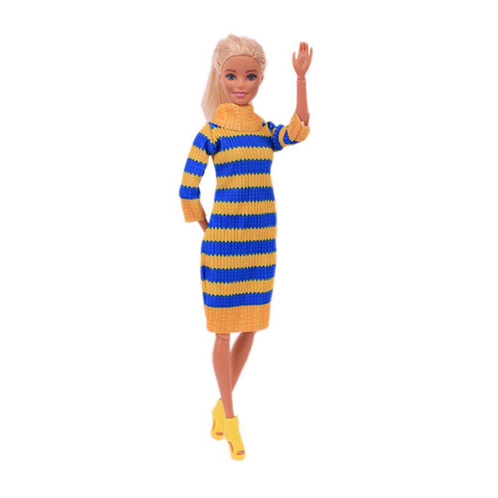 Áo sweater dệt kim mini phối lông nhiều màu sắc thời trang cho búp bê DIY