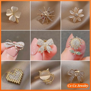 Image of Rhinestone Zircon Flower Pin Brooch for Women Clothing Accessories COCOJEWELRY