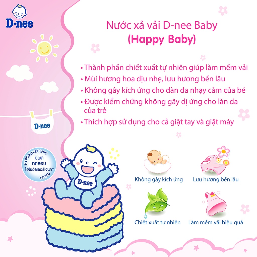 Nước giặt quần áo D-nee 3000 ML - Honey Star + Nước xả vải D-nee 2800 ML. - Happy Baby