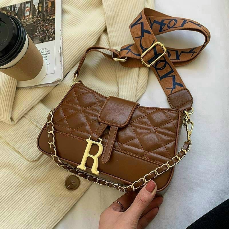 Túi Xách Nữ Đeo Chéo Trần Trám, Túi Nữ Đeo Vai Khoá R Dây Bản To