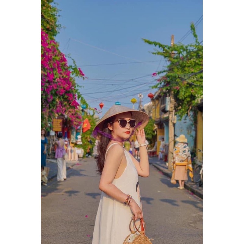 Đầm maxi, váy 2 dây cổ yếm hoạ tiết cô gái áo dài siêu xinh( Có ảnh và video thật) | BigBuy360 - bigbuy360.vn