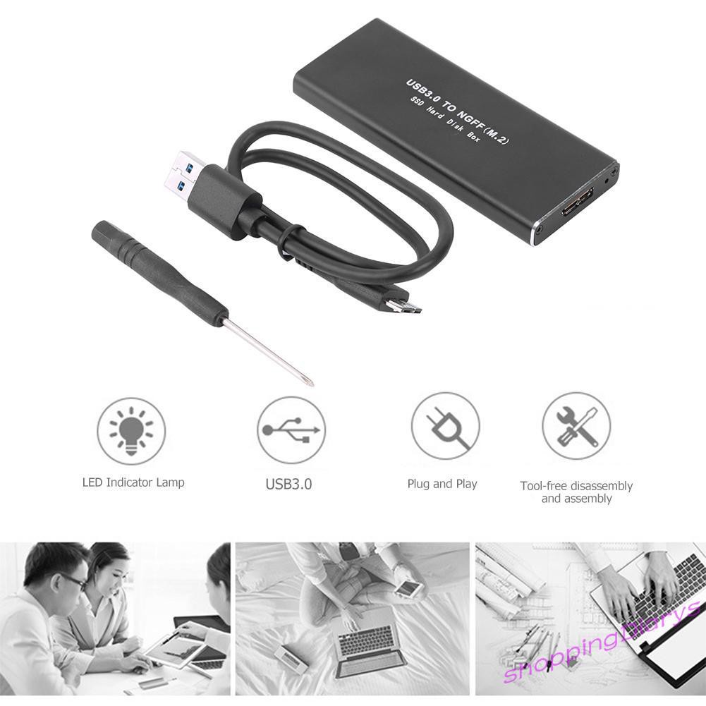 ✤Sh✤ Hard Disk Case M.2 B-Key to USB 3.0 Adapter SSD Mobile External Enclosure