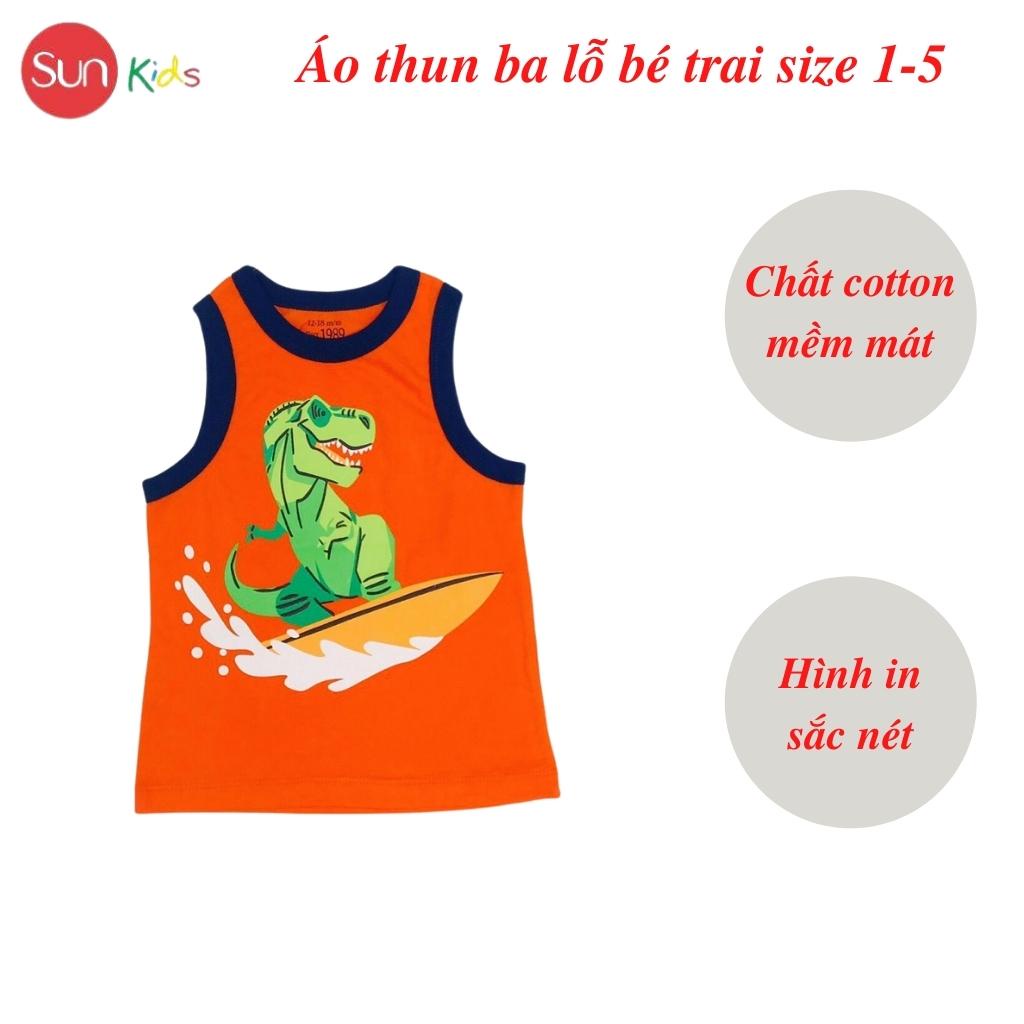 Áo thun bé trai, áo ba lỗ bé trai chất cotton, nhiều màu, Size 1 - 5 tuổi - SUNKIDS