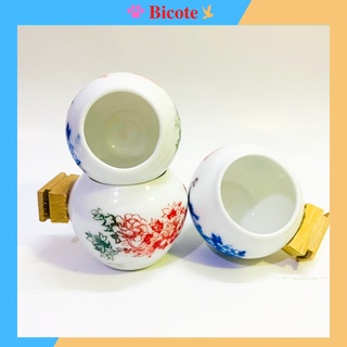 Cóng chim chào mào, họa mi chất liệu gốm sứ cao cấp họa tiết siêu đẹp (Đủ bộ)