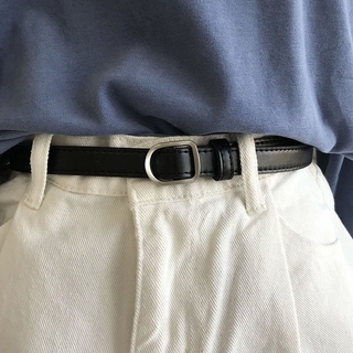 Thắt lưng da PU khóa kim loại đơn giản dễ phối đồ phong cách Hàn Quốc