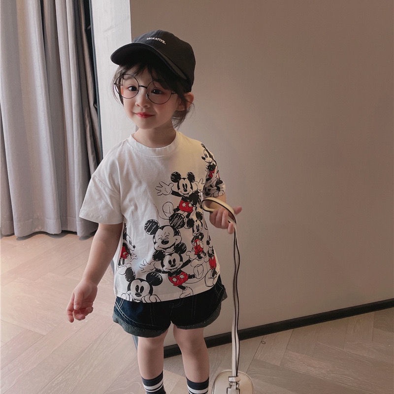 Áo thun cotton ngắn tay phong cách Hàn Quốc thời trang mùa hè mới năm 2021 cho bé trai/bé gái