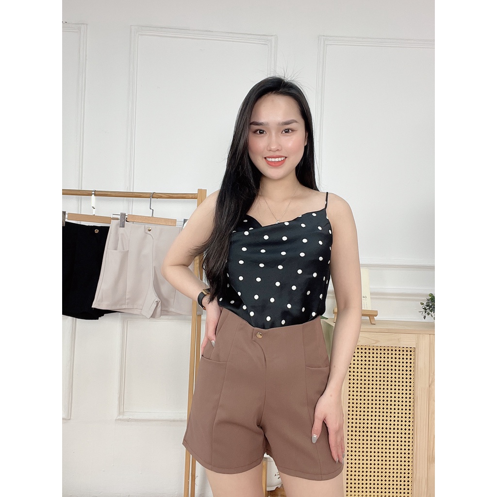 Quần đùi nữ short ngắn ống rộng lưng cao, quần sooc thời trang công sở dạo phố mùa hè 2022 màu trắng đen xa | BigBuy360 - bigbuy360.vn