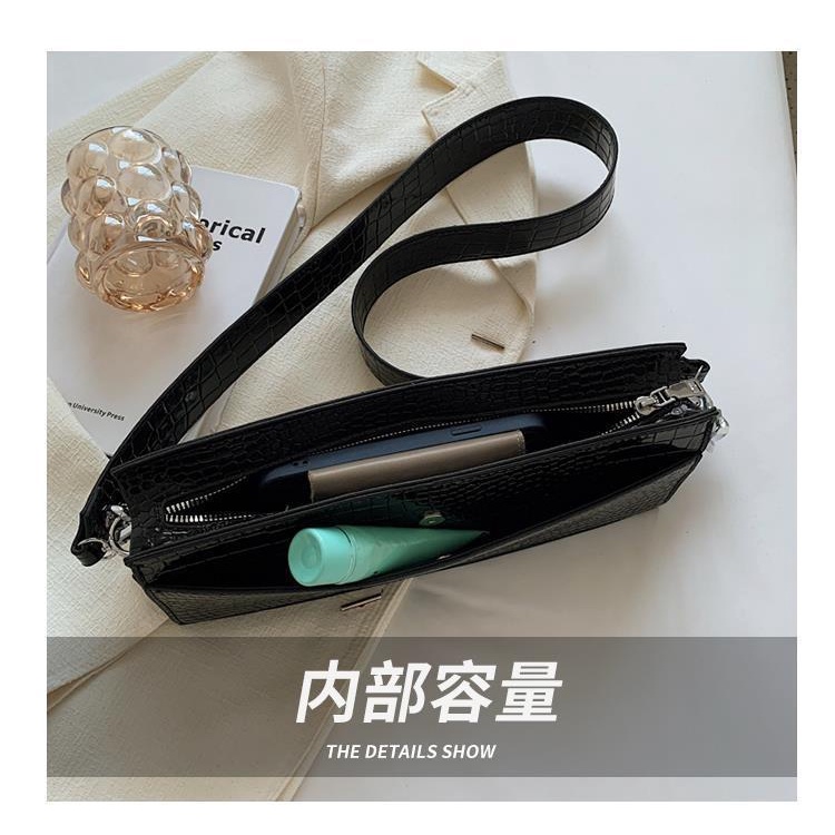 Túi hộp đeo chéo vai JASMIN NOIR họa tiết da cá sấu thời trang sành điệu cho nữ