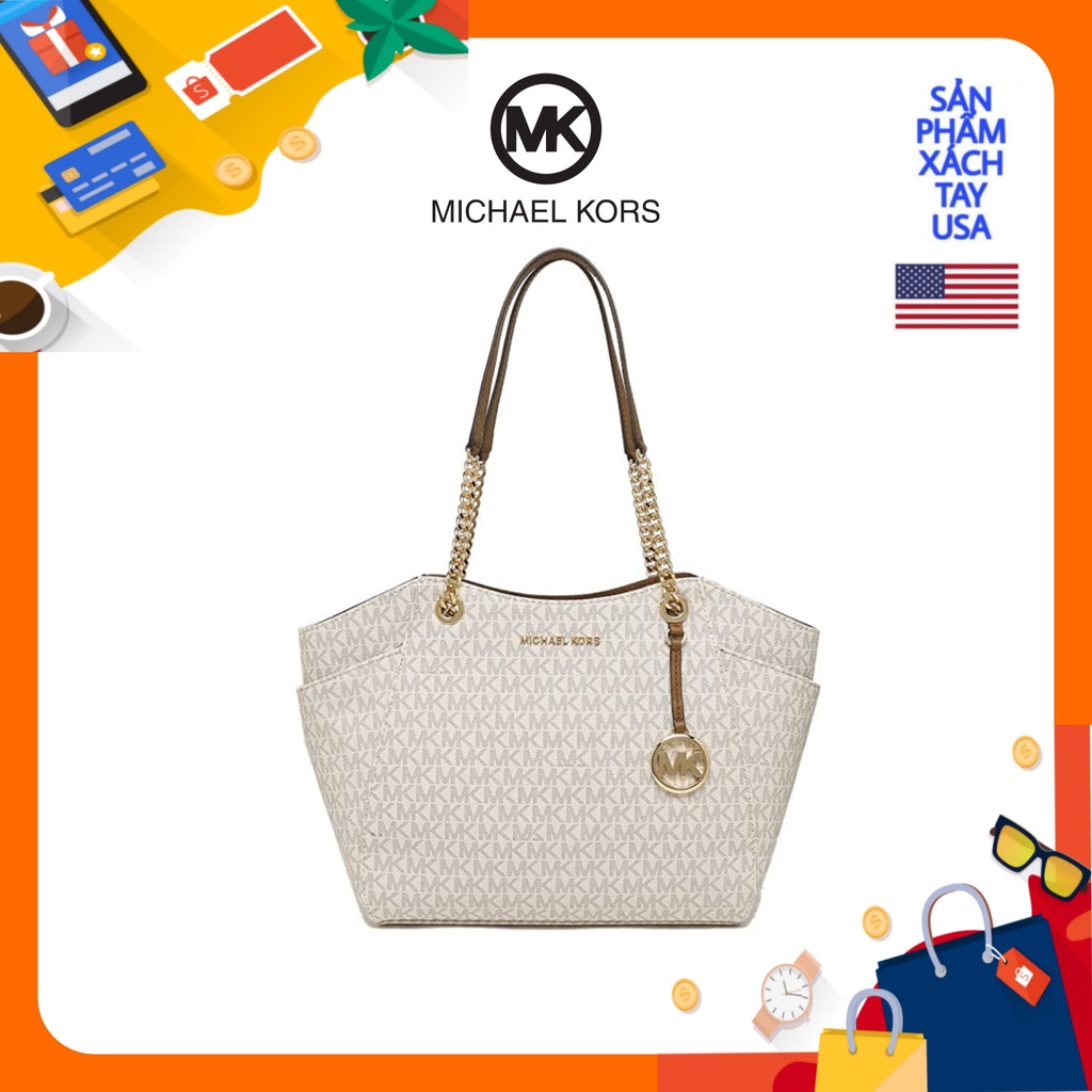 Túi xách Cao Cấp Michael Kors Jet Set Travel Chain Shoulder Tote Bag Vanilla