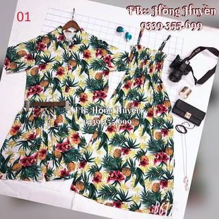 Váy maxi hoa quả( có cả bộ quần áo bán riêng)