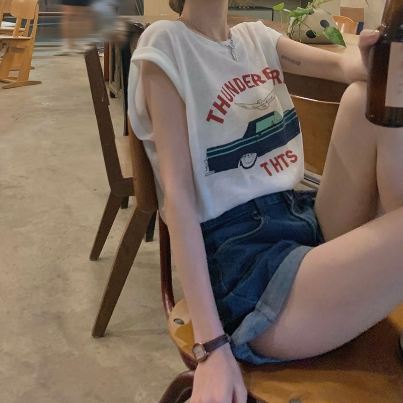 Áo Thun Nữ Không Tay In Chữ Thời Trang