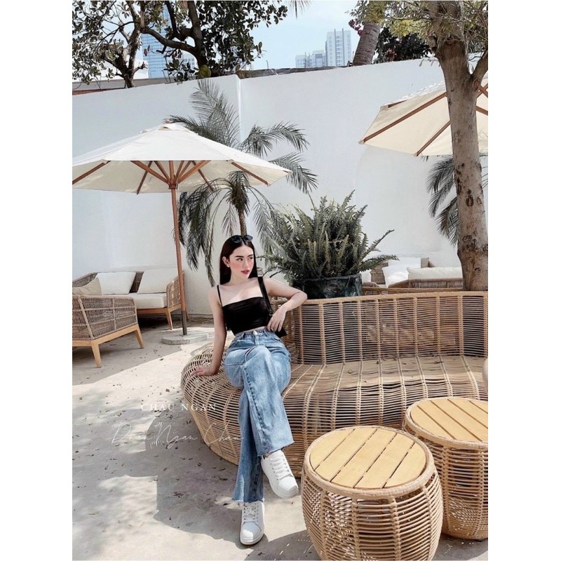 QUẦN JEAN SUÔNG XANH RÁCH GỐI [fs50k]