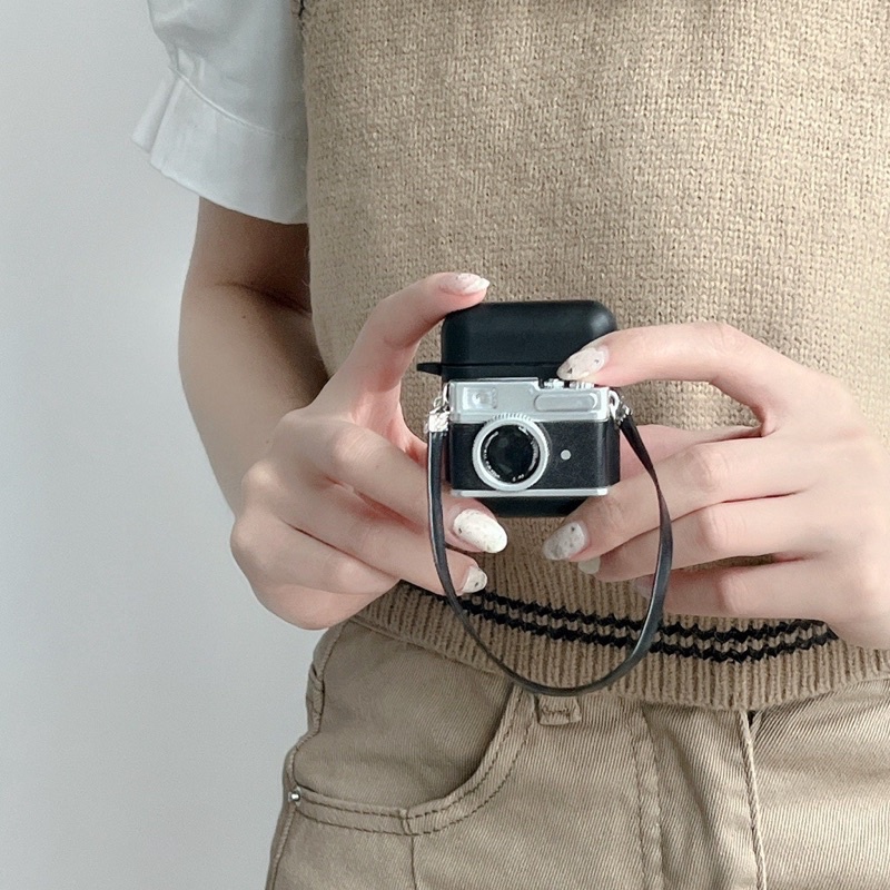 Case Airpod 1/2/Pro/3 Trơn Hình Máy Ảnh Phát Sáng