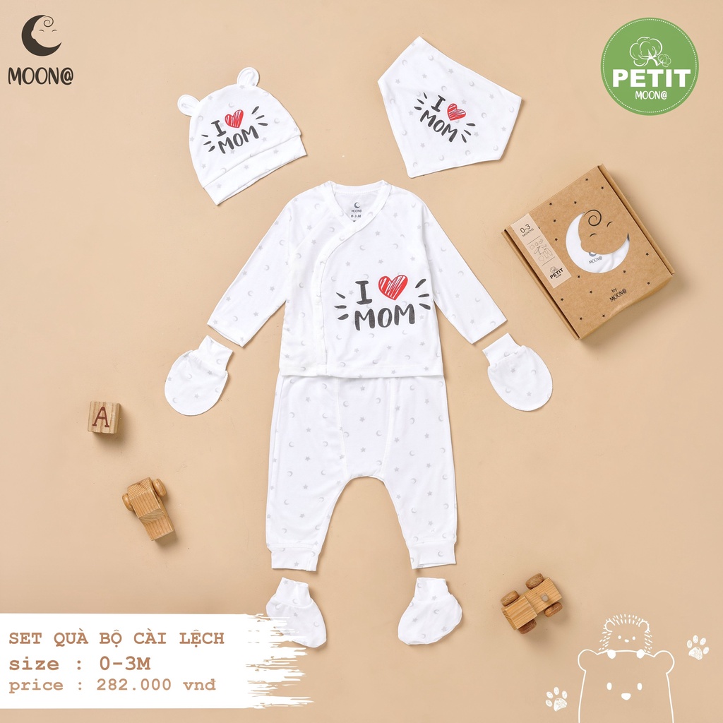 [Mã 2611THTRANG100K hoàn 10% xu đơn 99K] SET Bộ Sơ sinh Moon cài chéo Full đồ vải petit mềm mịn 0-3M