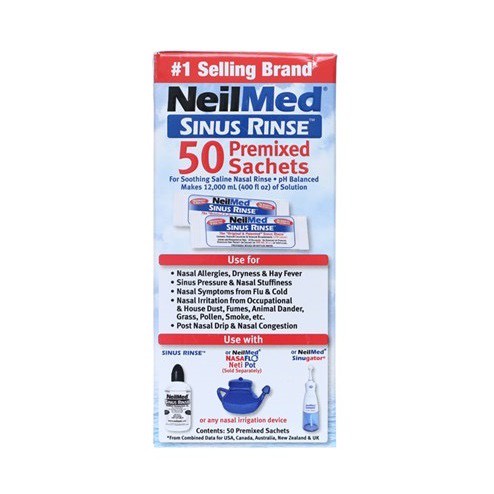 ￼Hộp 50 gói muối rửa mũi NeilMed Sinus Rinse 50 sachets - Dành cho người lớn