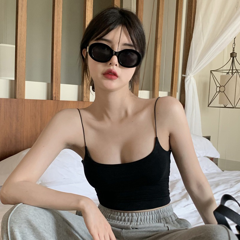 Áo Tank Top Hai Dây Có Mút Đệm Ngực Thời Trang Mùa Hè Phong Cách Hàn Quốc