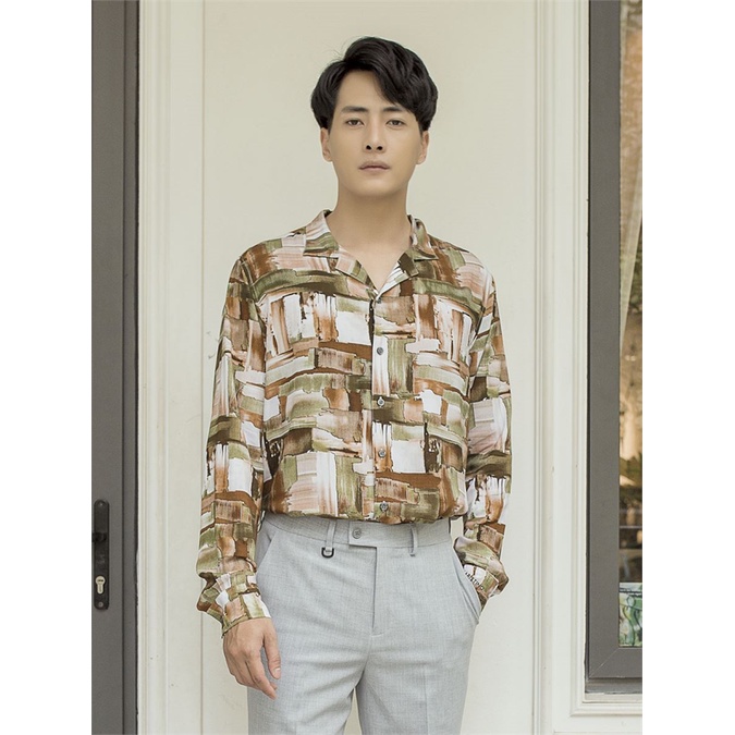 Áo sơ mi nam dài tay Aristino họa tiết châu Âu,vải mềm mướt, from rộng ALSM0209