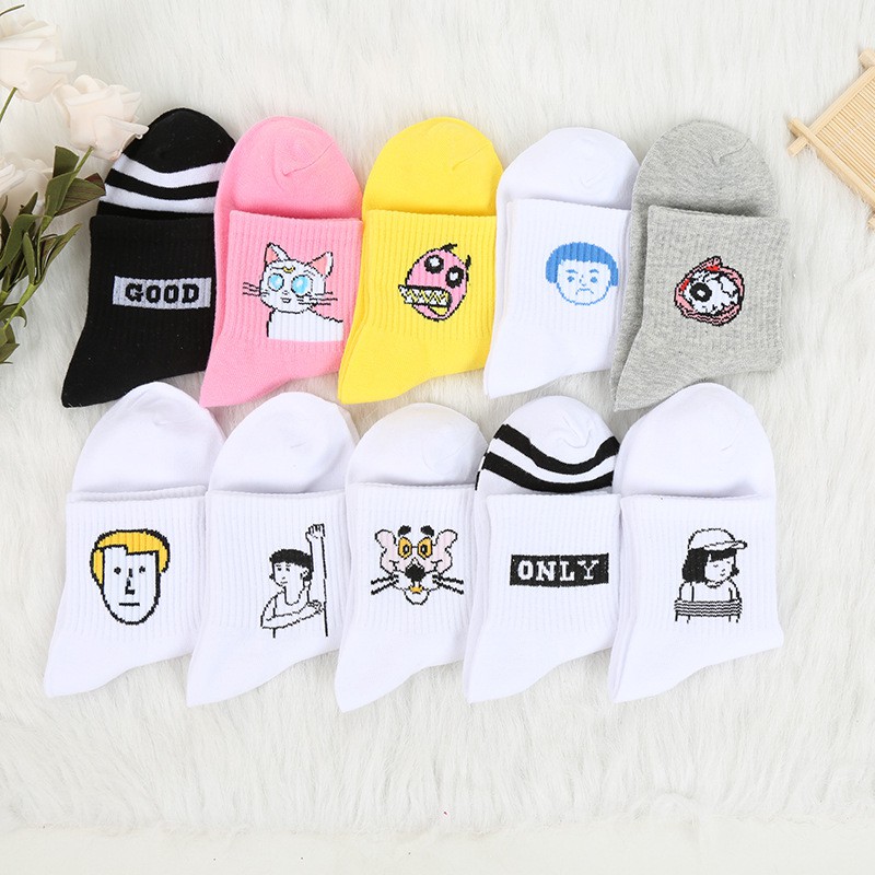 Vớ Thể Thao Cotton 30 Màu In Họa Tiết Hoạt Hình Dễ Thương Phong Cách Harajuku Cho Nam Và Nữ