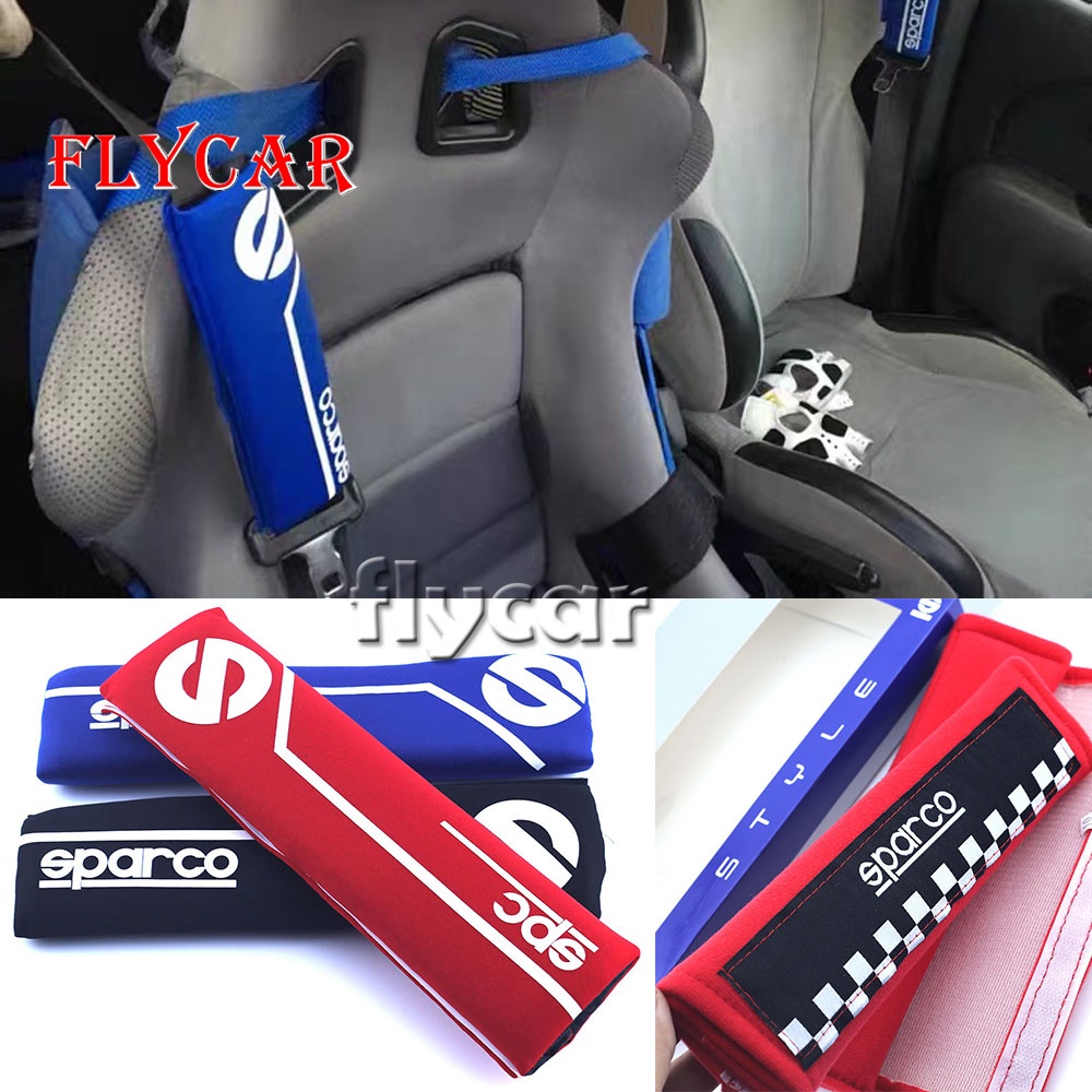 Set 2 Đệm Bọc Dây An Toàn Xe Hơi Bằng Cotton Mềm In Logo SPARCO