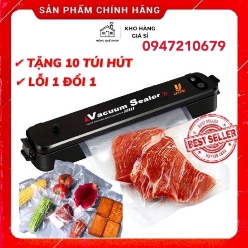Máy Hút Chân Không Thực Phẩm Kèm Hàn Miệng Túi Vacuum kích thước 373/70/85( tặng 10 túi hút )