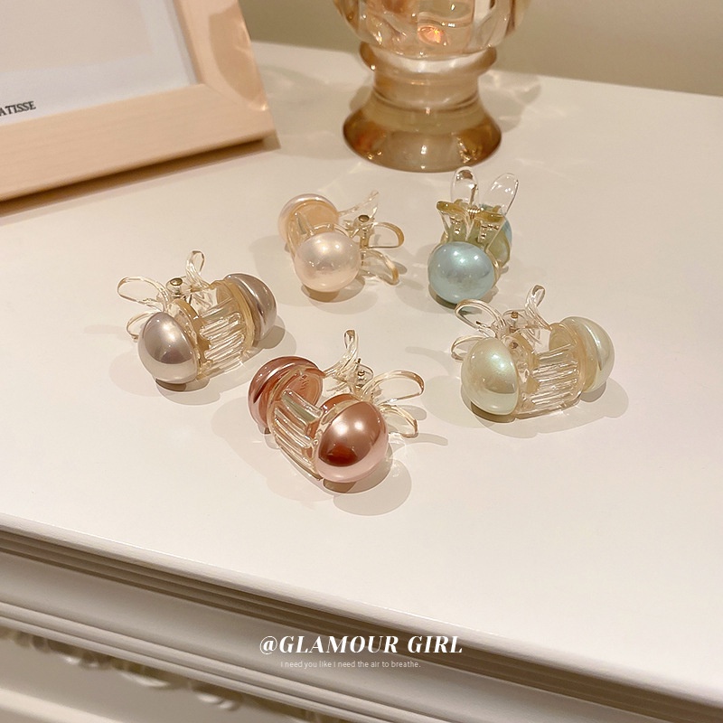 Kẹp Tóc Tai Thỏ Cỡ Nhỏ Đính Ngọc Trai Dễ Thương Phong Cách Nhật Bản