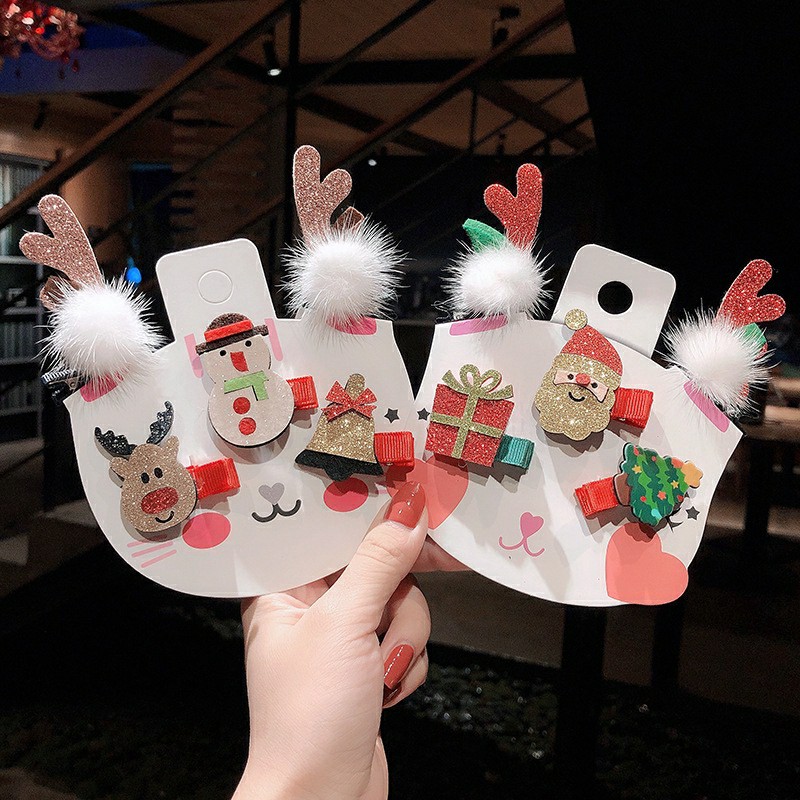 SET 2 CÁI KẸP TÓC NOEL CHO BÉ GÁI HÀNG CÓ BỌC VẢI CAO CẤP KHÔNG GÂY ĐAU TÓC BÉ