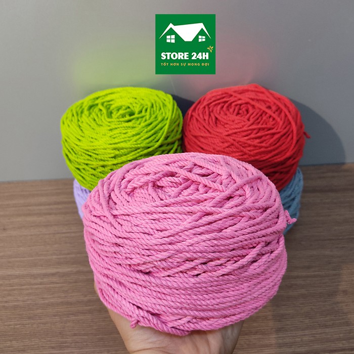 Mành treo tường macrame nghê thuật chất liệu sợi cotton xoắn, trang trí phòng ngủ, phòng khách, quán cafe I Store 24h