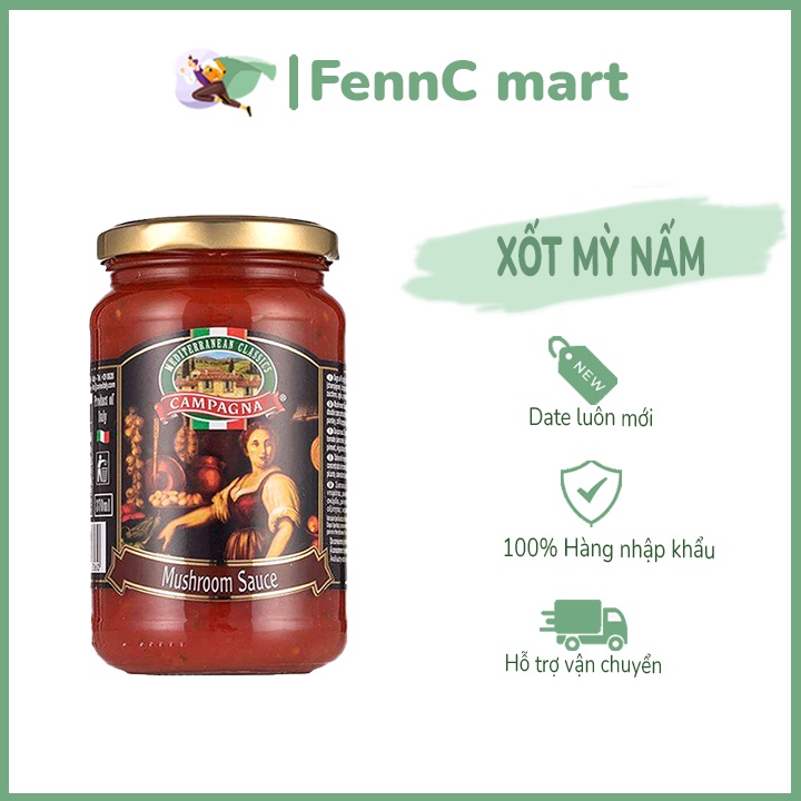 Sốt mỳ cà chua nấm sốt Spaghetti sốt mỳ Ý CAMPAGNA 350g FENNC