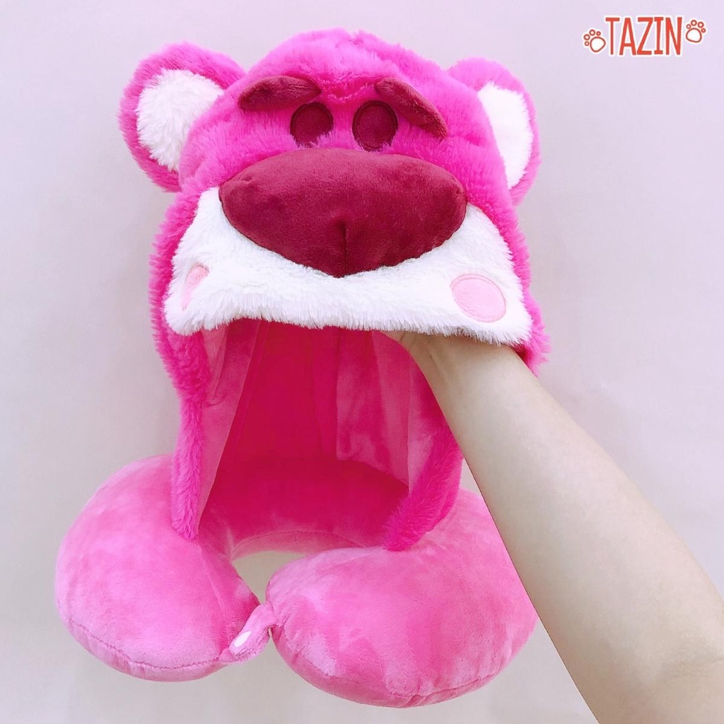 Gối Cổ Gấu Lotso Kèm Mũ, Gối Cổ Kuromi, Stitch Ấm Áp Cao Su Non - Tazin