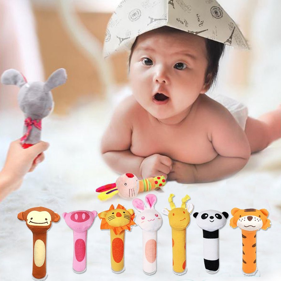 Đồ chơi gậy lục lạc nhồi bông hình động vật đáng yêu cho bé