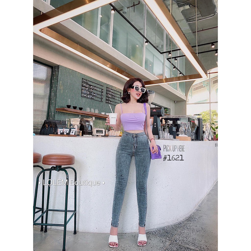 Quần jean nữ lưng cao đậm nhạt không túi co giãn siêu hot | BigBuy360 - bigbuy360.vn