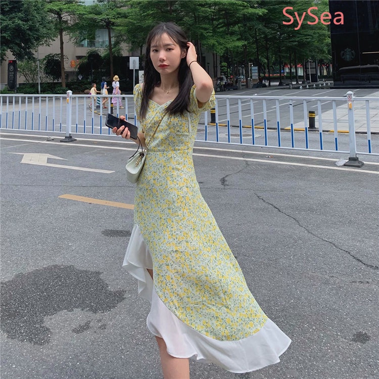 Đầm Nữ Phối Bèo Nhún Phong Cách Hàn Quốc