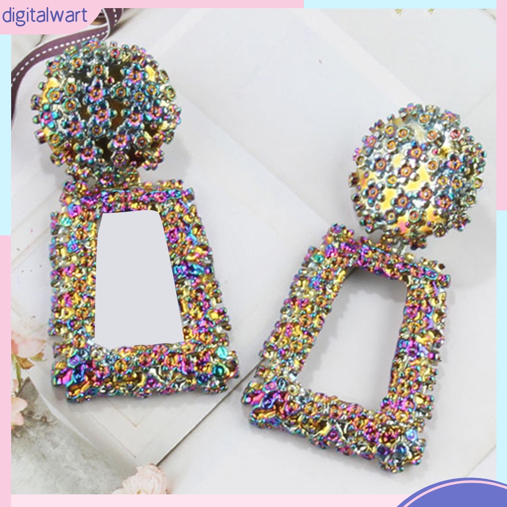 Đôi Bông Tai Dáng Rơi Họa Tiết Hình Thang Thời Trang Cho Nữ