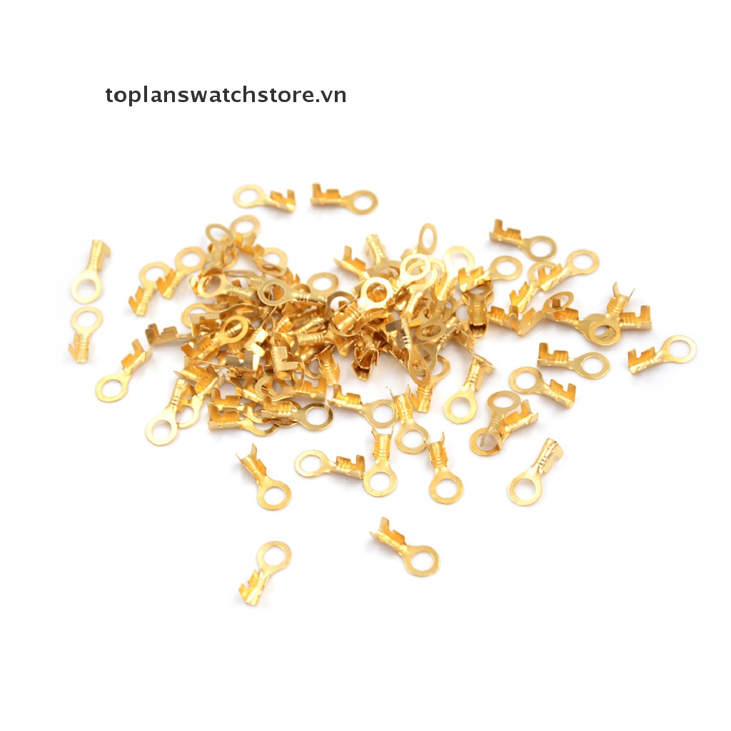 100 Đầu nối dây điện hình tròn 5.2mm bằng đồng thau màu vàng kim