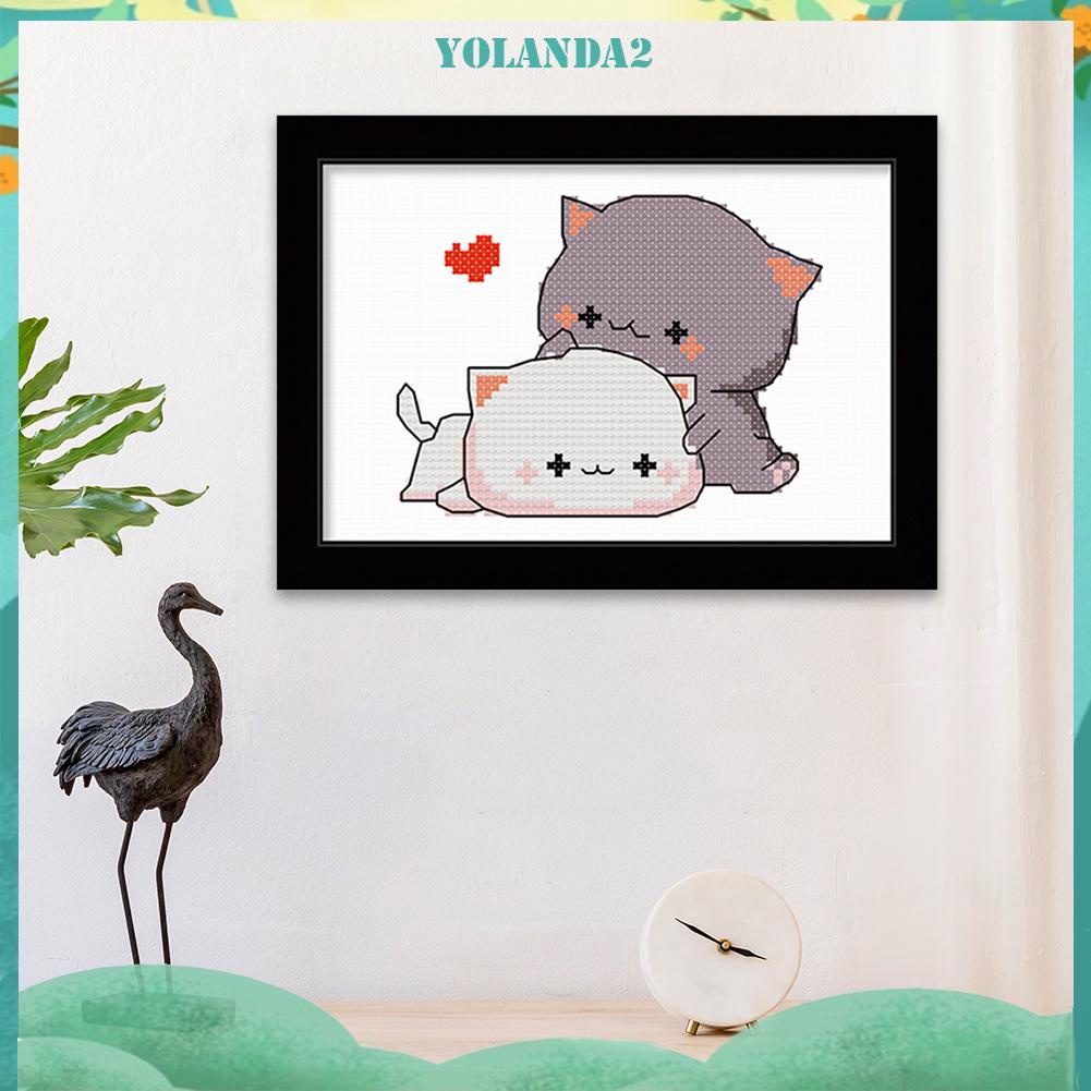 Tranh Thêu Chữ Thập Hình Chó Mèo 11ct 25x20cm
