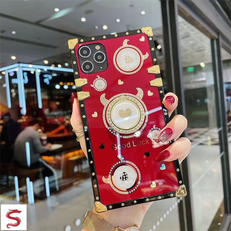 Ốp Điện Thoại Vuông Hình Cô Gái Bò Sữa Dễ Thương Cho IPhone 13 Pro Max 12 11 Pro Max XR XS Max 7 8 Plus