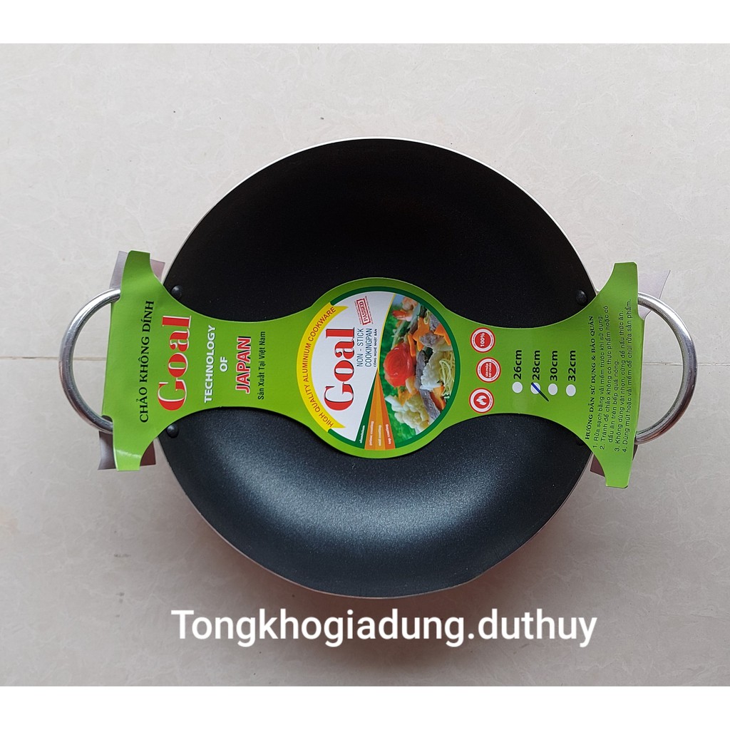 Chảo chống dính 2 quai lòng sâu Goal (20- 30 cm) bằng hợp kim nhôm nguyên chất siêu bền, chống trầy xước chịu nhiệt cao