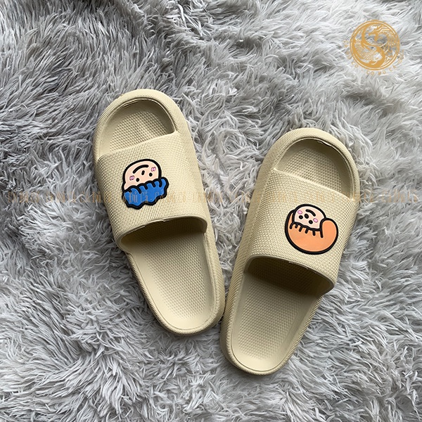 Dép bánh mì nữ họa tiết chàng trai cô gái dép quai ngang đế đúc đi trong nhà