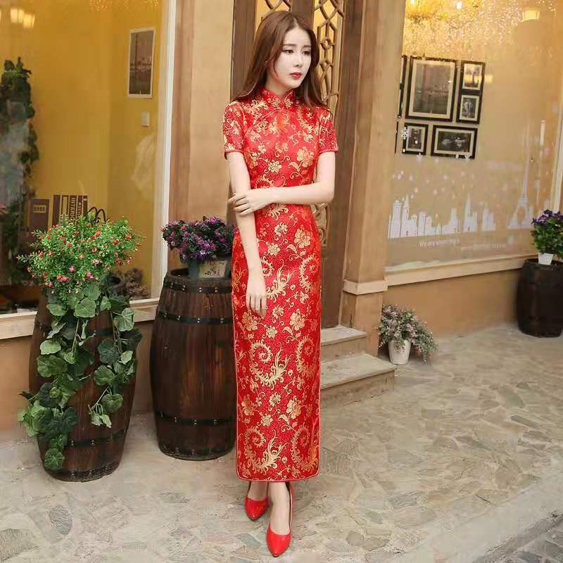 Welcome long cheongsam dress Slim Retro Wedding Dress
