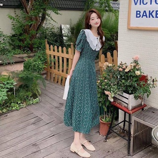 Váy hoa vintage chun eo tay bồng dáng dài siêu xinh