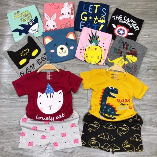 Set 5 bộ bé trai, 5 bộ bé gái cotton 4 chiều