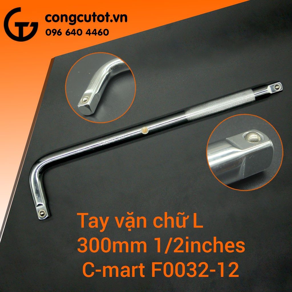 Tay vặn, cần vặn đầu tuýp, đầu khẩu chữ L 1/2" 300mm/12" C-MART F0032-12