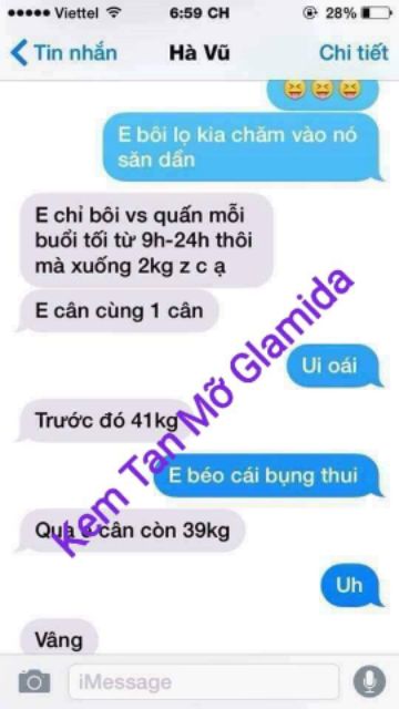 [ HOT ] Kem tan mỡ GLAMIDA Tặng kèm thước dây,  cuộn màng bọc