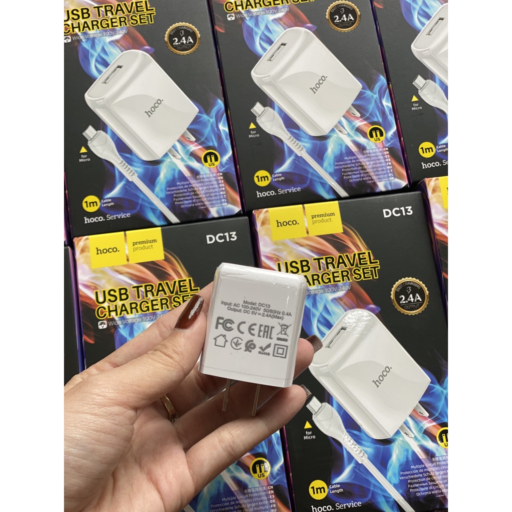 Bộ sạc nhanh Hoco DC13 - Kèm dây sạc chân micro - Hàng chính hãng bảo hành 12 tháng