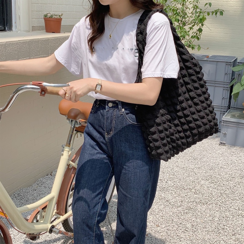 Youyo Túi Tote Đeo Vai Thiết Kế Xếp Ly Sức Chứa Lớn Dễ Thương Cho Nữ