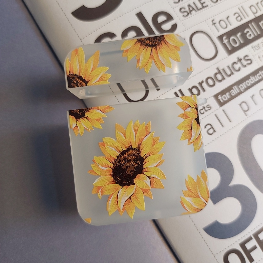 Vỏ bảo vệ hộp sạc tai nghe Bluetooth Airpods 1/2/3/Pro nguyên khối chống va đập Hoa cúc thời trang - Tomax shop