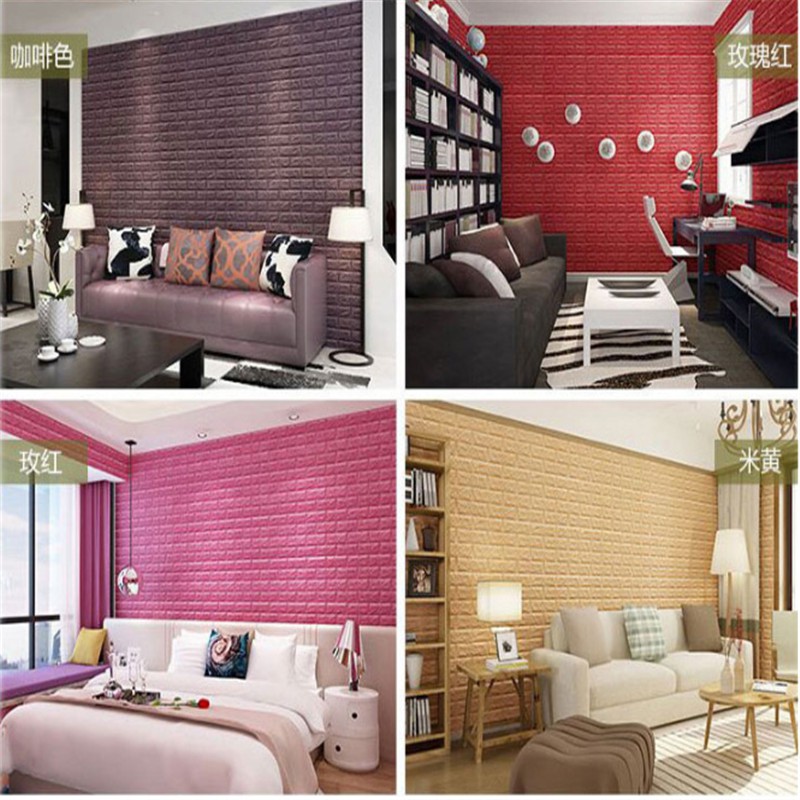 Giấy Dán Tường Bằng Xốp PE Họa Tiết Gạch 3D Chống Thấm Nước Kích Thước 70 * 77CM