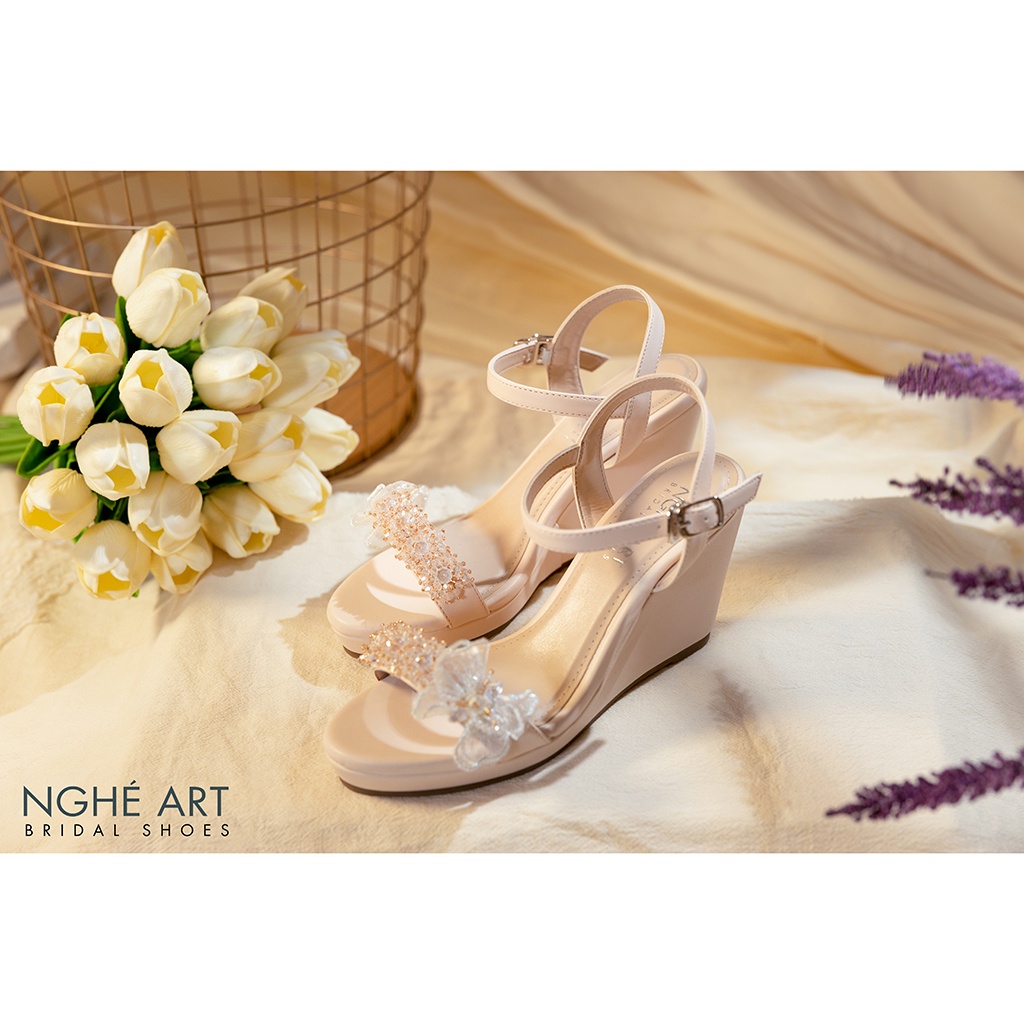 Giày cô dâu Nghé Art đế xuồng 387 nude