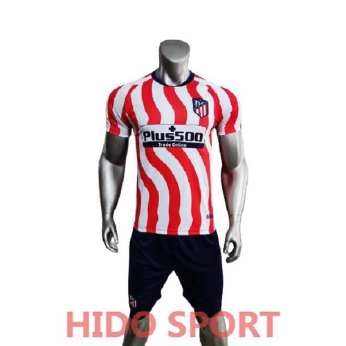 Quần áo đá banh ATLETICO 21-22 đỏ sọc trắng CÓ IN tên số